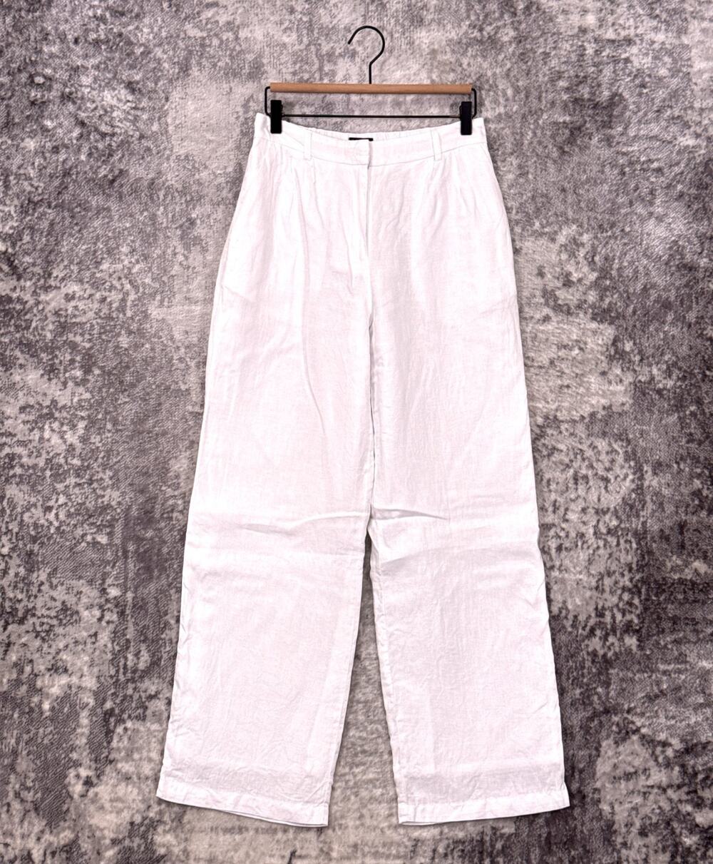 Quince 100% European Linen Pleated Trouser Pants 6 Womens White